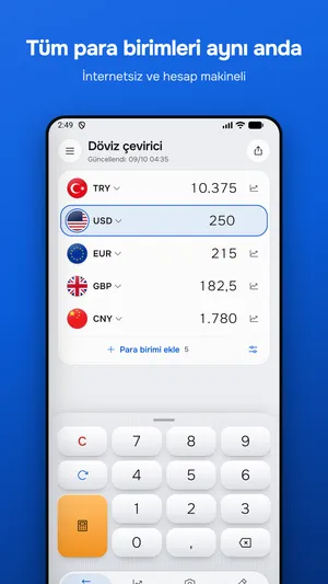 İnternetsiz döviz çevirici