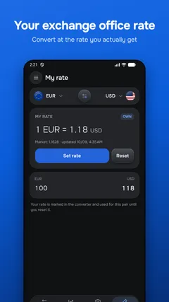 Your exchange office rate — Convert at the rate you actually get