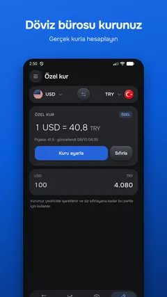 Döviz bürosu kurunuz — Gerçek kurla hesaplayın