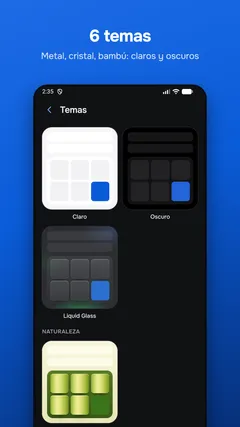 6 temas — Metal, cristal, bambú: claros y oscuros