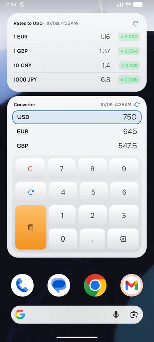 Currency widgets for your home screen